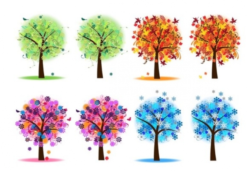 fall tree Clipart winter spring summer fall collection vector jpg