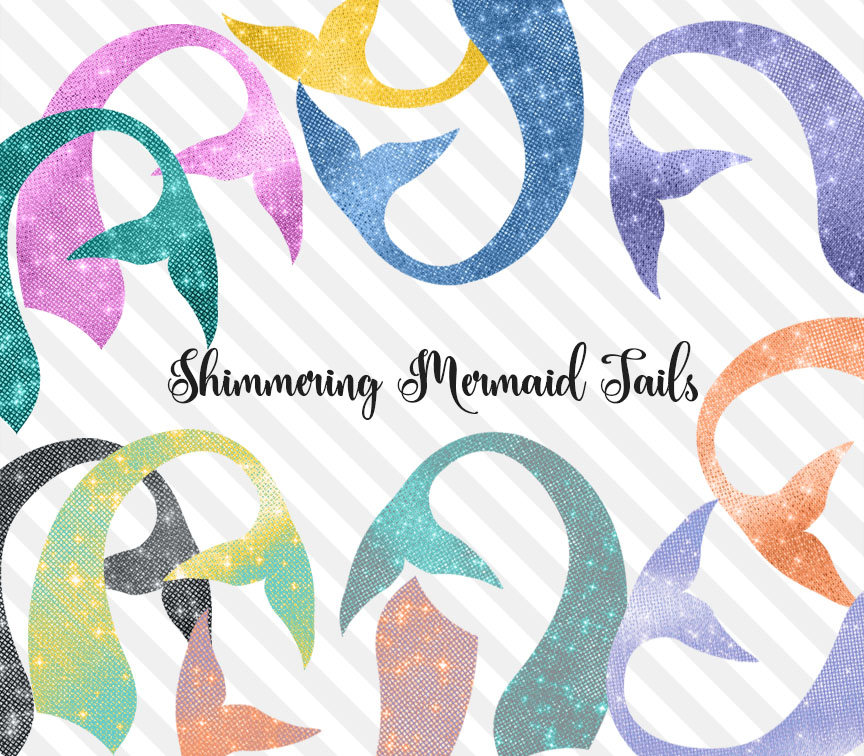 Shimmering mermaid tails clipart jpg