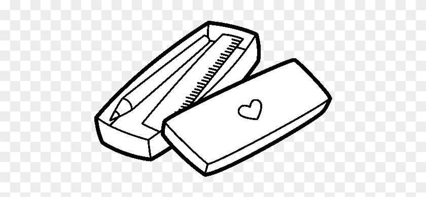 pencil case Little with pencil and ruler coloring page case png