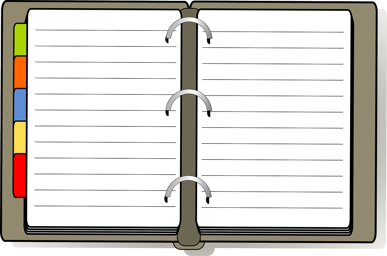 Agenda photo of organizer book diary open tabs from clipart