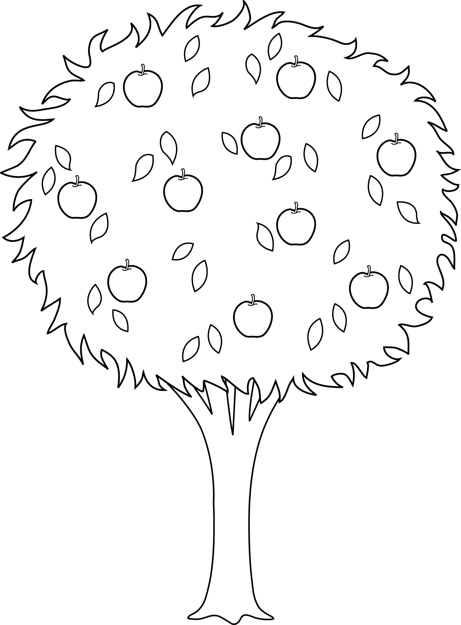 Apple tree coloring page printable clipart clip art