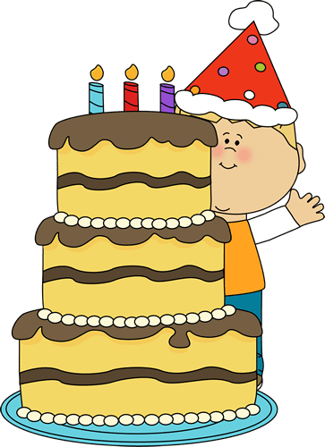 Birthday party boy with cake clipart free