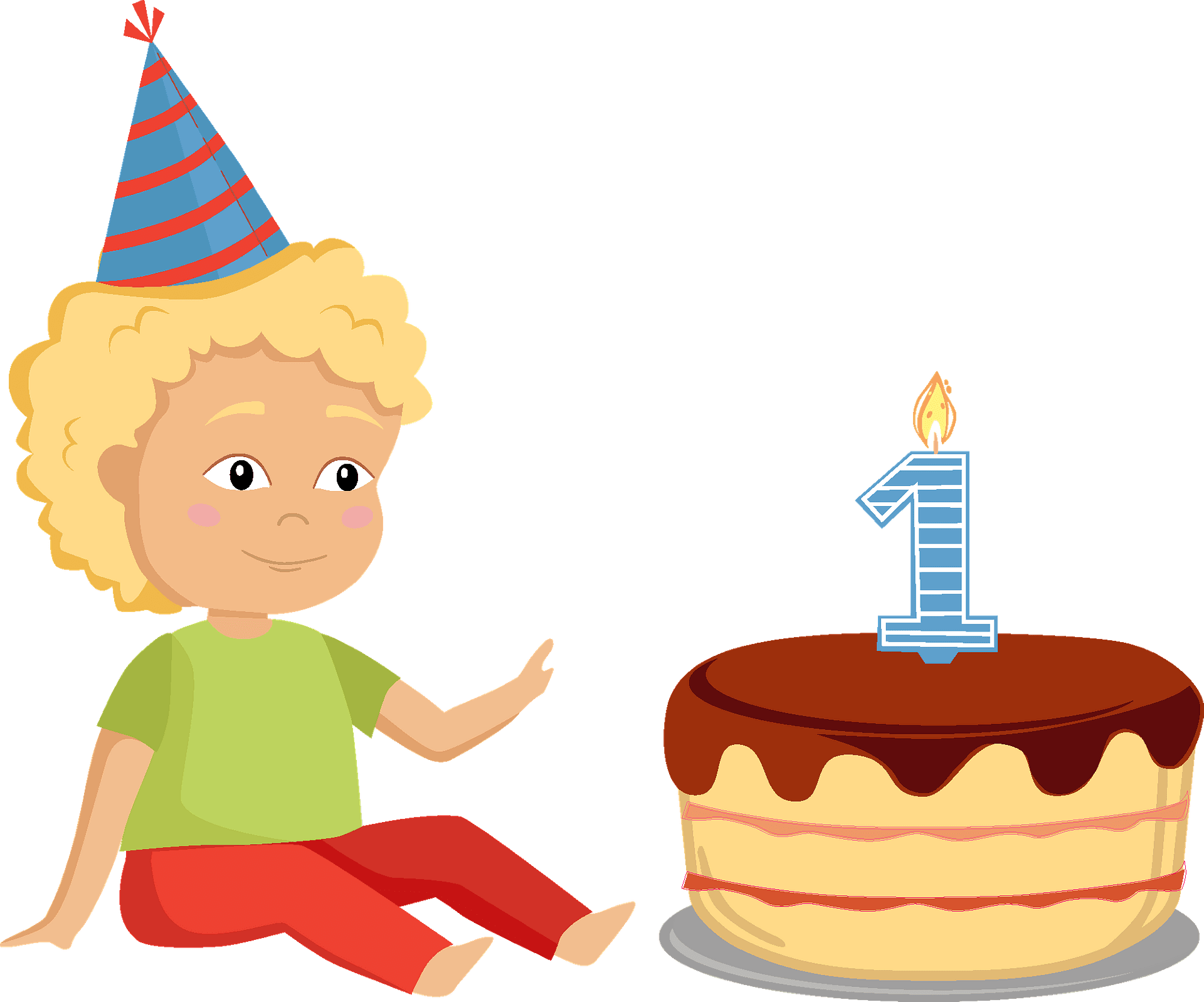 Birthday party boy with cake clipart photo