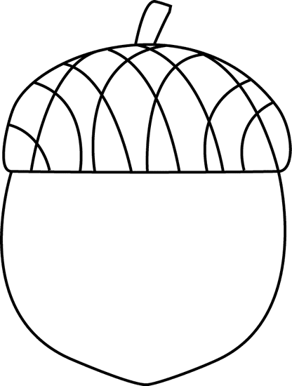 Black and white acorn clipart image