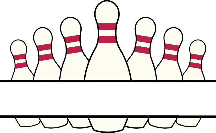 Bowling monogram pin split name frame clipart clip art