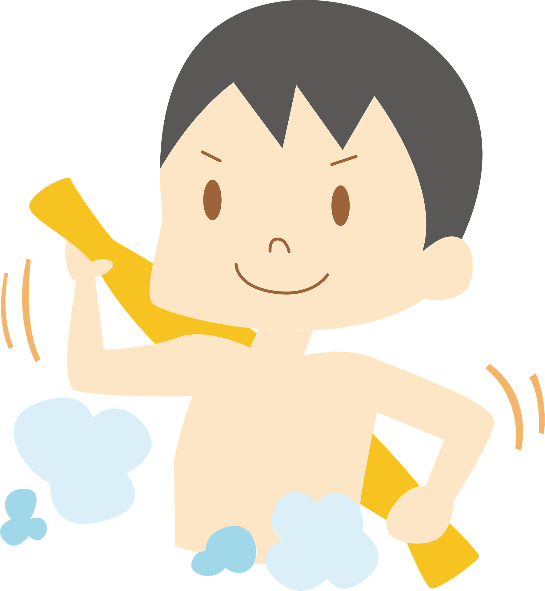 Boy is washing his body clipart photo