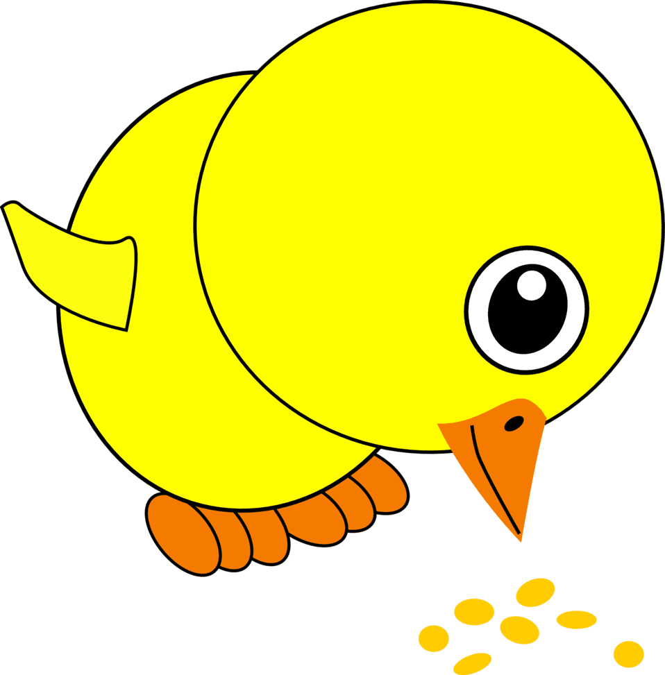 Clipart image funny chick eating bird seed