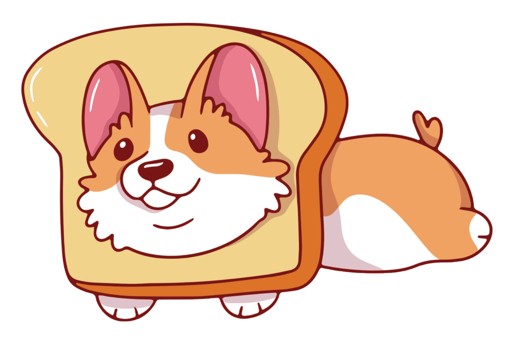 Corgi toast character sticker clipart photo