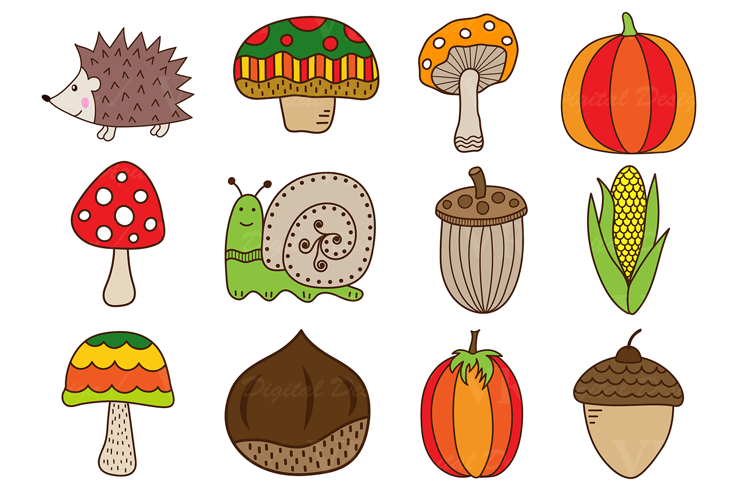 Cute fall autumn clipart forest graphics and image