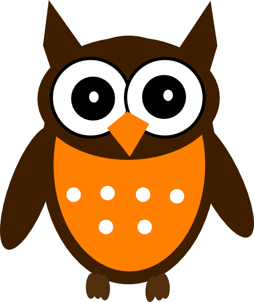 Cute fall brown orange owl clipart vector