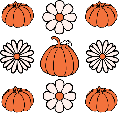 Cute fall pumpkins and daisy flowers clipart images decor