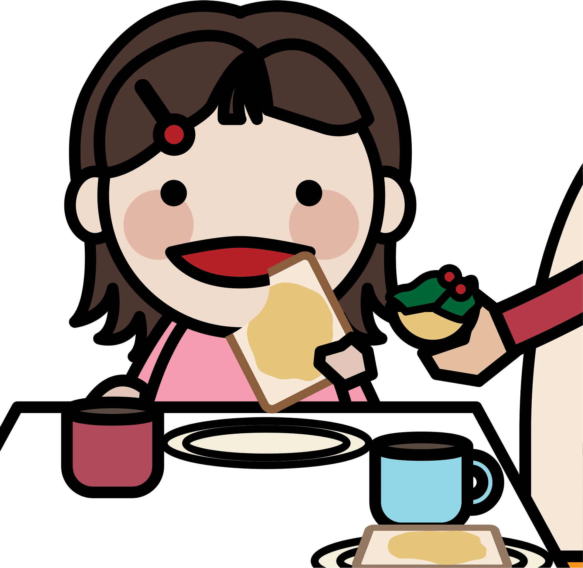 Eating girl having breakfast clipart transparent