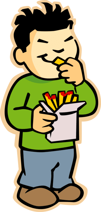 Eating vector of primary or elementary school kids clipart