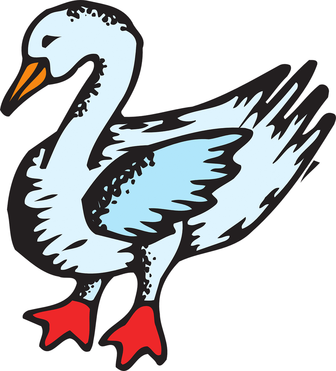 Goose stylized blue feet style wings image from clipart