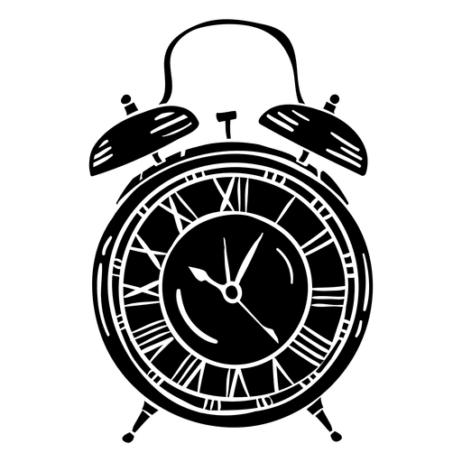 Hand drawn classic alarm clock black design for clipart clip art