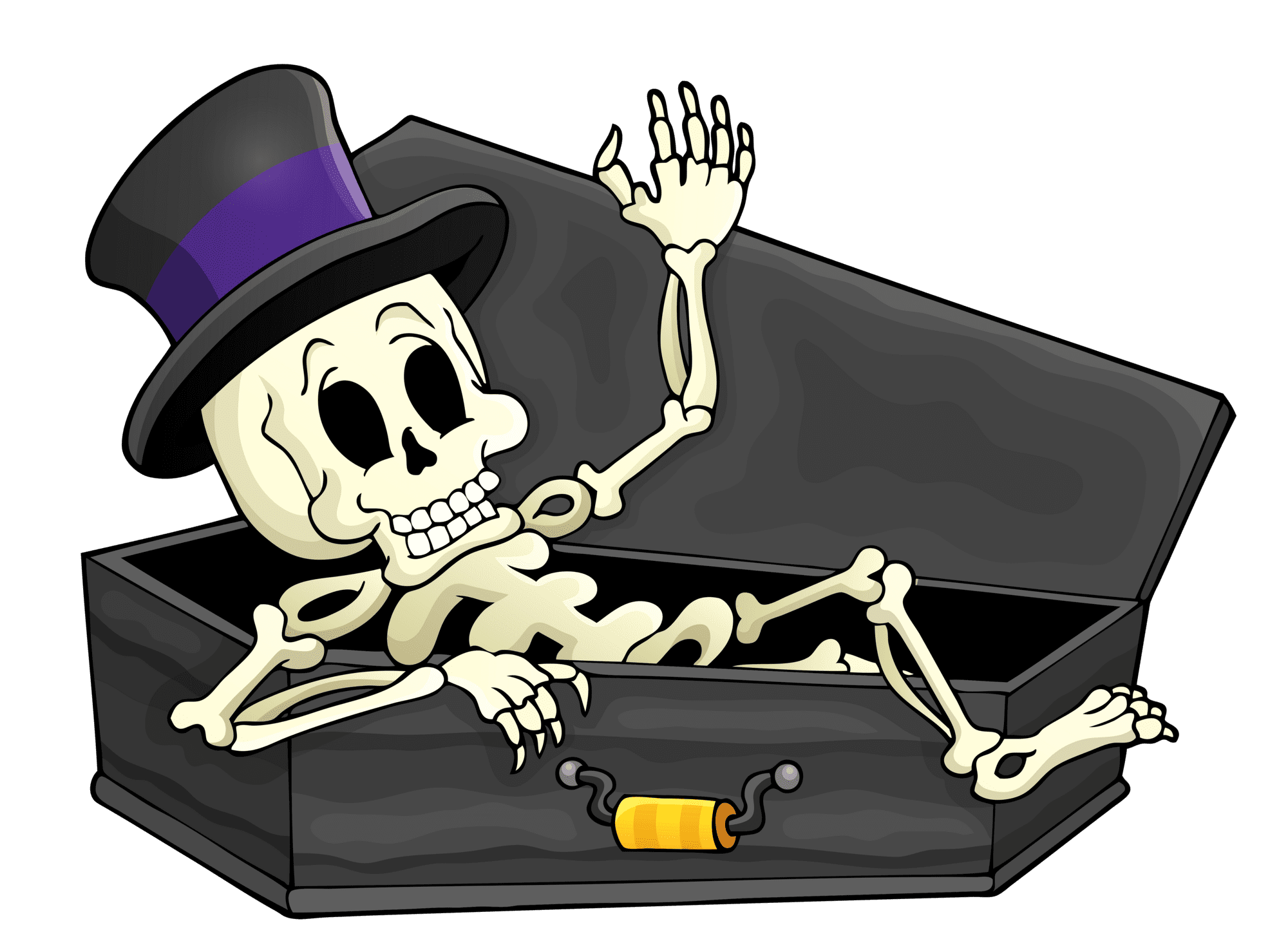 Haunted skeleton in coffin picture clipart