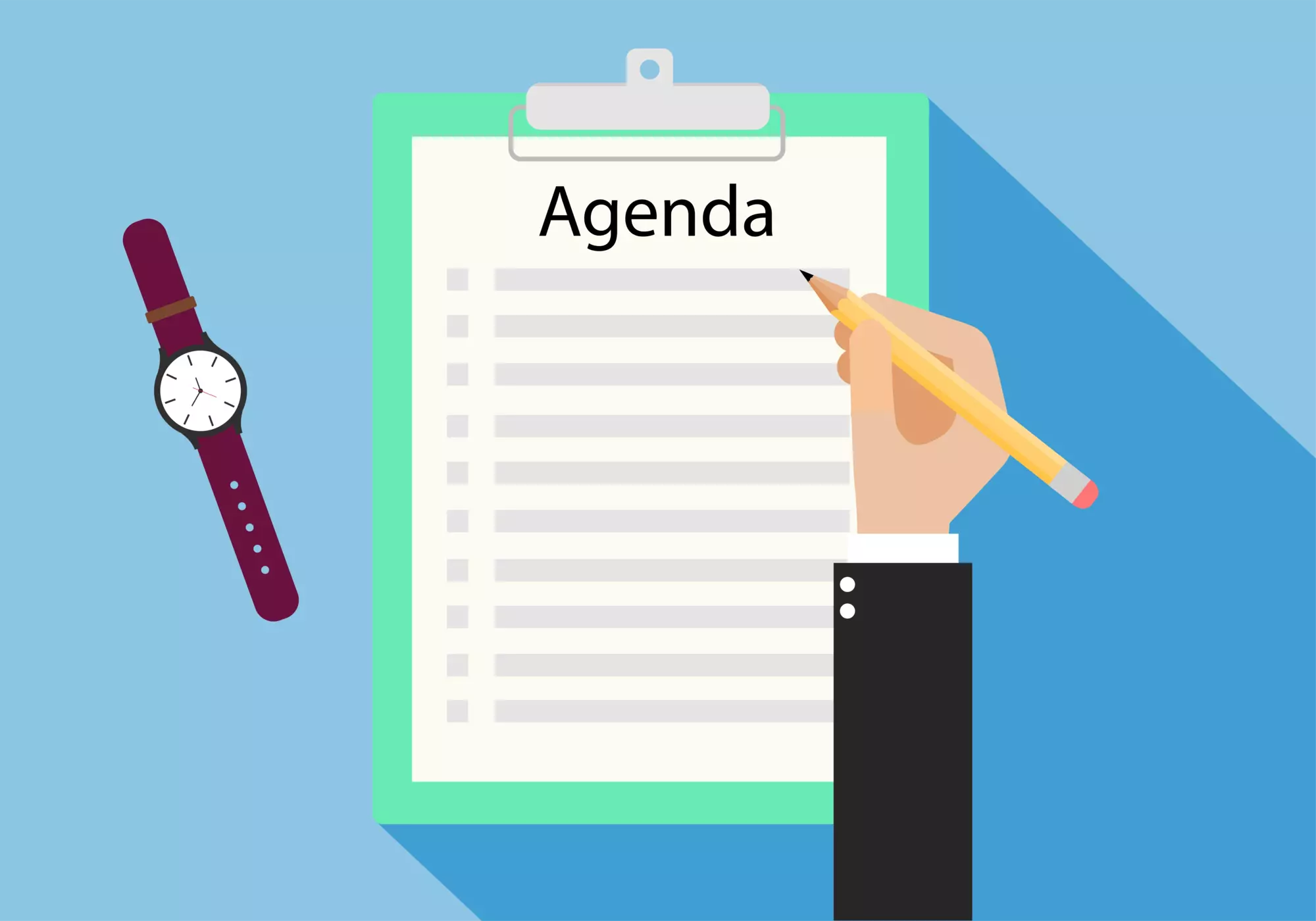 How to write an agenda for meeting clipart background