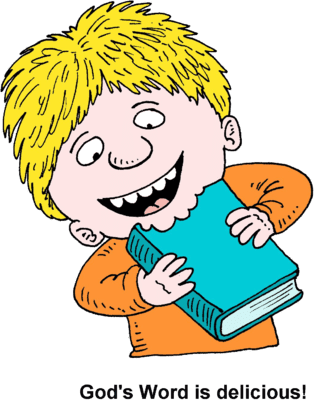 Image clipart of boy eating bible