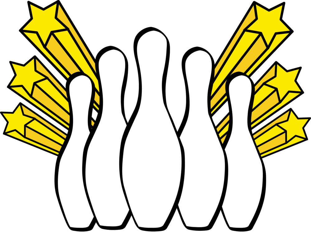 Line art yellow bowling pin clipart free