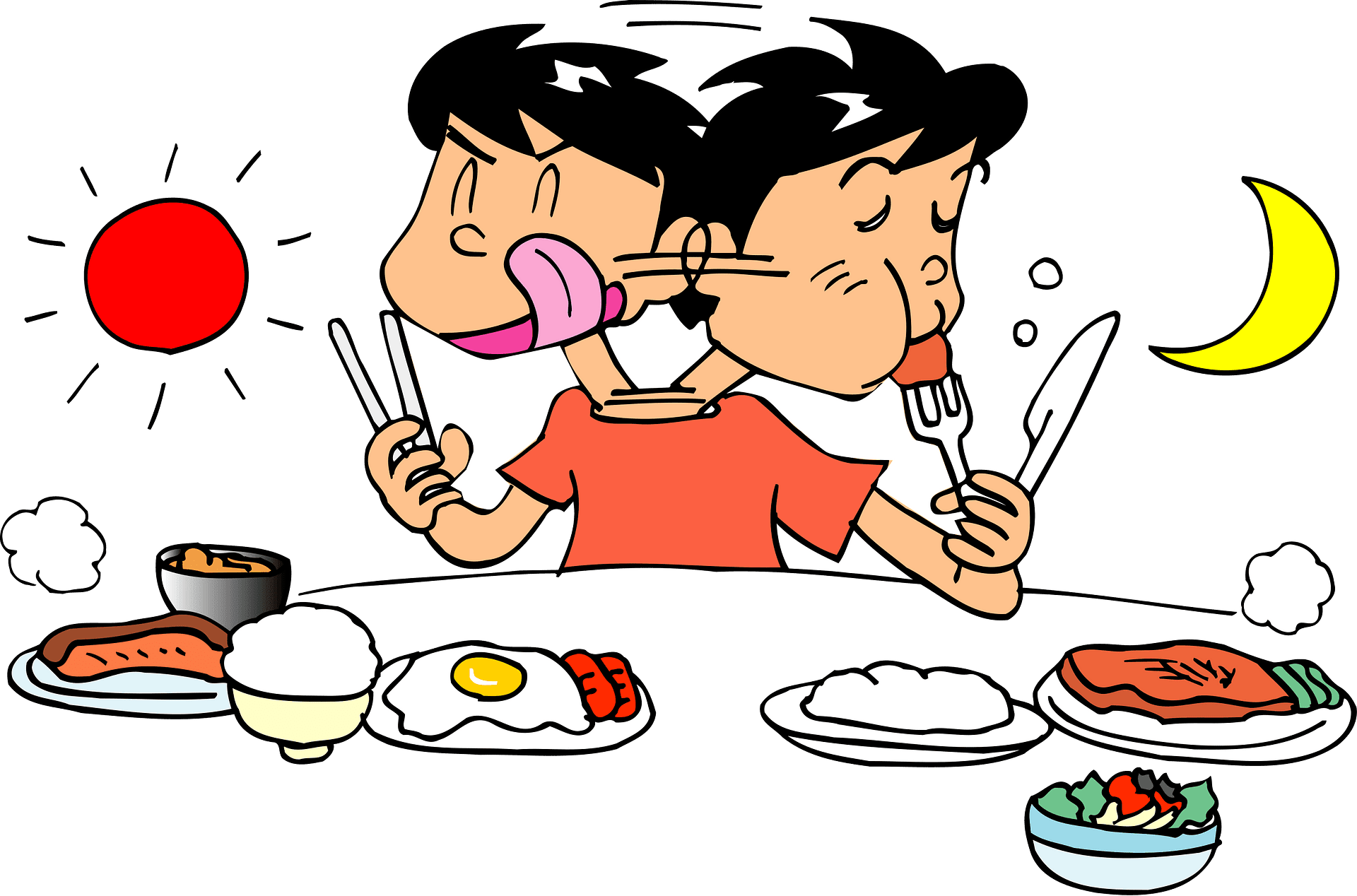 Man is eating meal clipart free