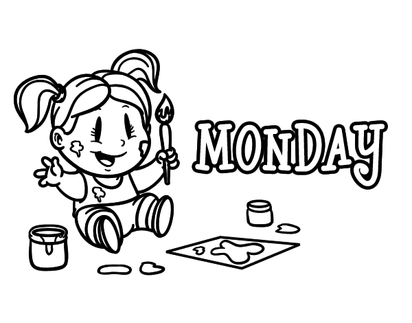 Monday coloring page clipart vector