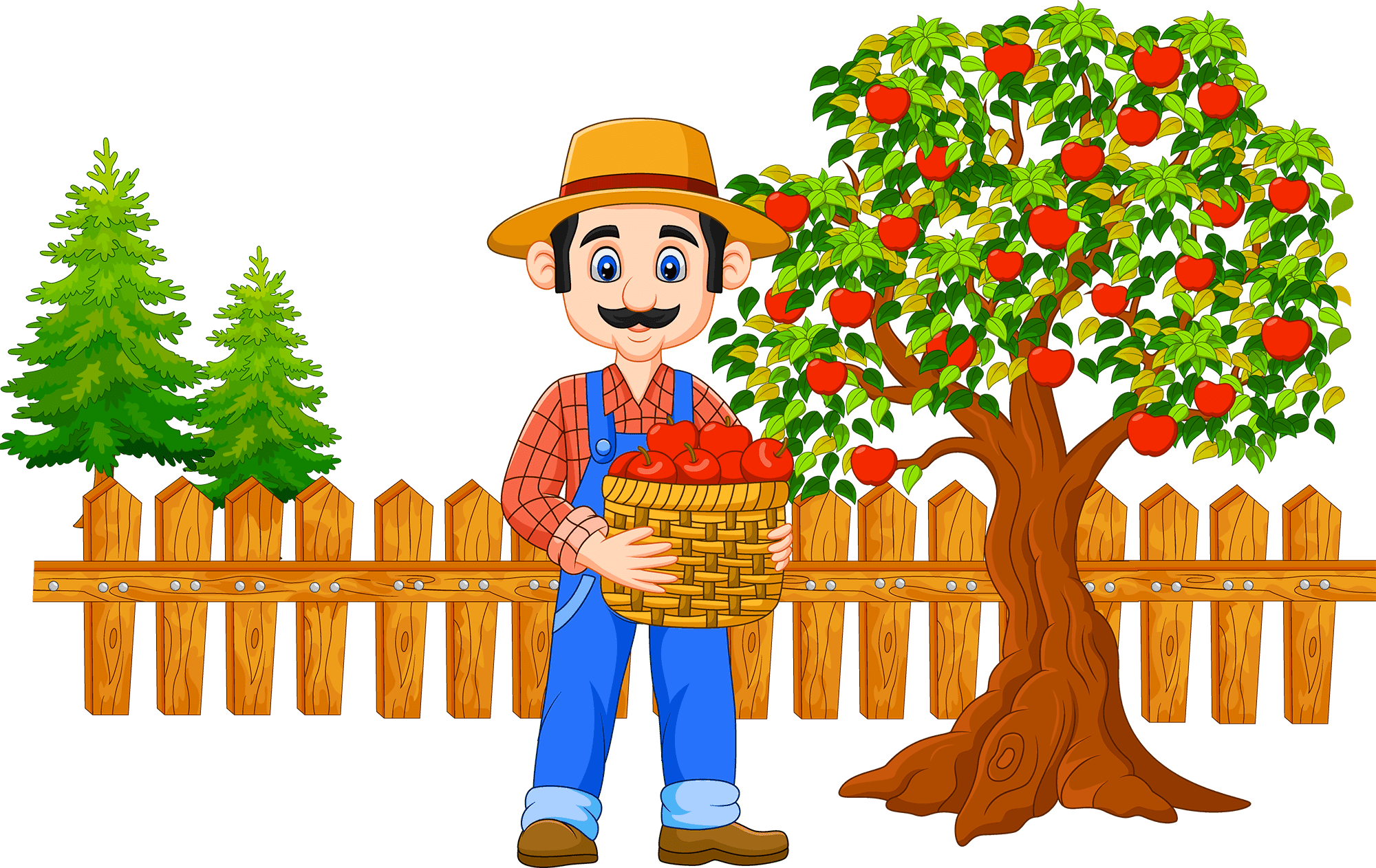 National farmer day man and apple tree clipart design photo