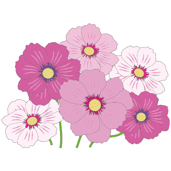 Pink flower and white flowers clipart logo