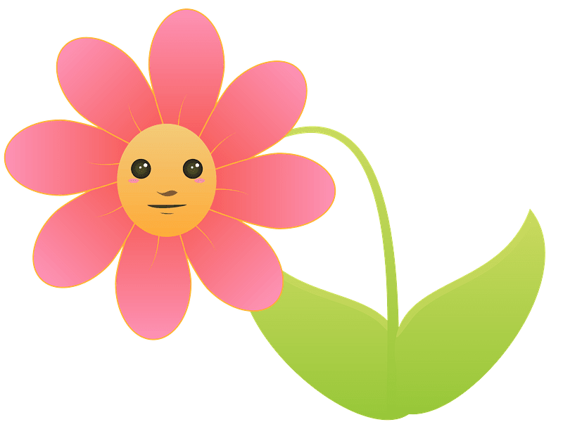 Pink flower with face clipart photo