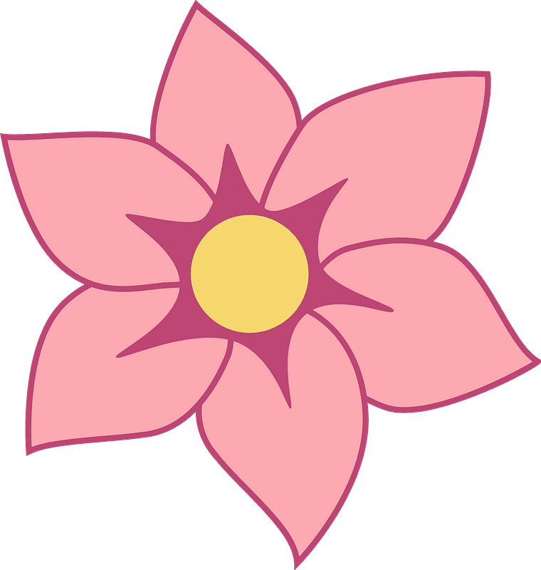 Pink flower with yellow center clipart photo