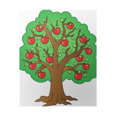 Poster cartoon apple tree clipart background
