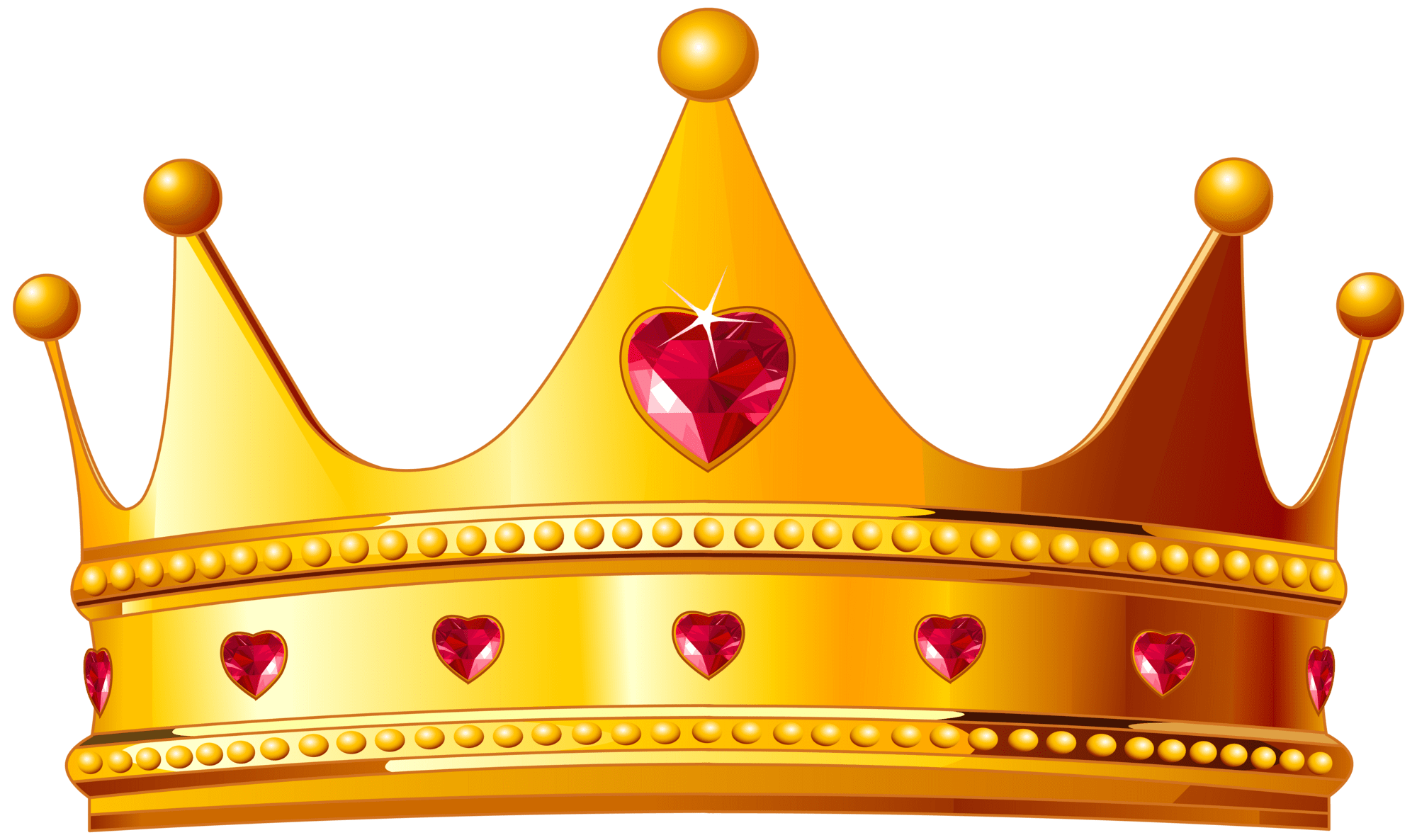Queen crown golden with hearts clipart image
