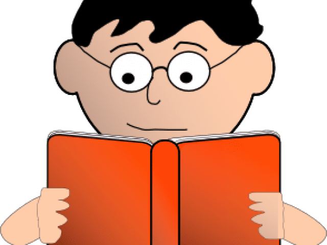 Quiet child reading book clipart for silent free