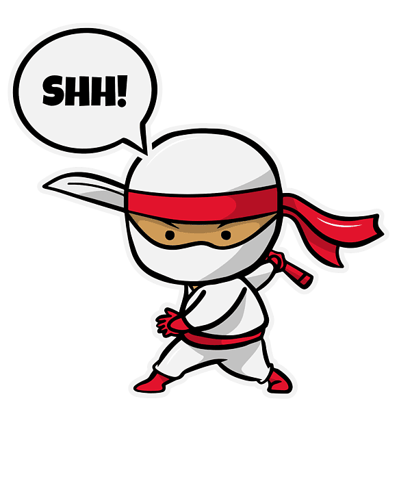 Quiet drawn silent ninja shh adult pull over hoodie by rasmus clipart picture