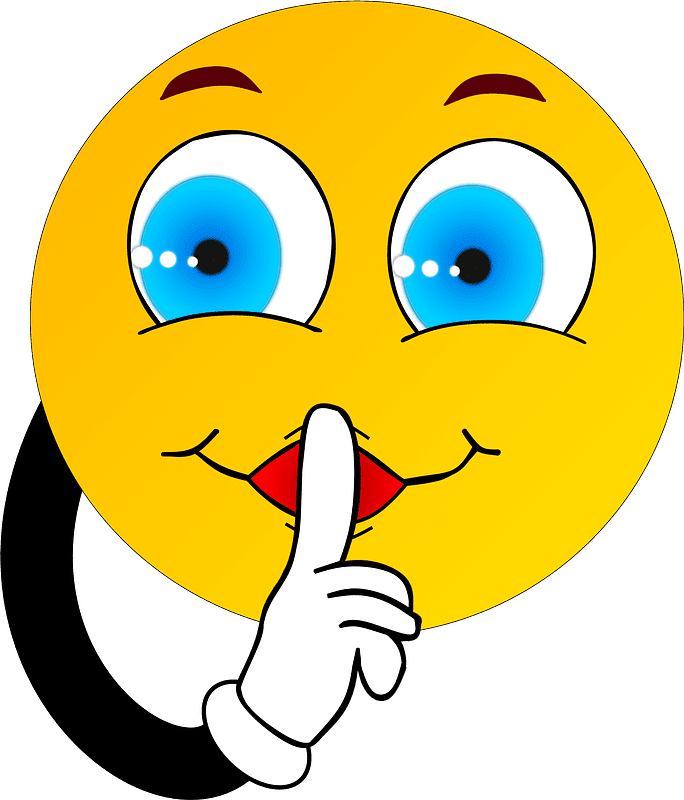 Quiet smiley making silence sign clipart photo