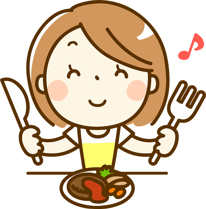 Sara woman is eating meal clipart transparent