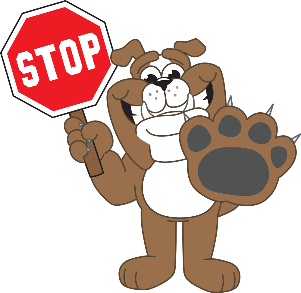Stop signal bulldog with sign clipart school vector