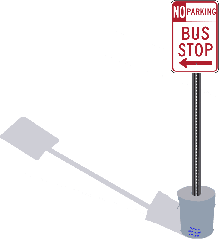 Stop signal clipart bus sign in cement pail with shadow by photo