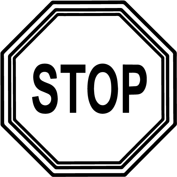 Stop signal sign clipart black and white logo