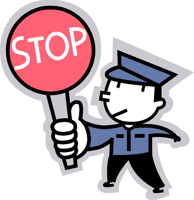 Stop signal vector of school crossing guard stops clipart