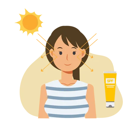 Sunscreen best woman using sunblock avoid from sunburn damage clipart vector