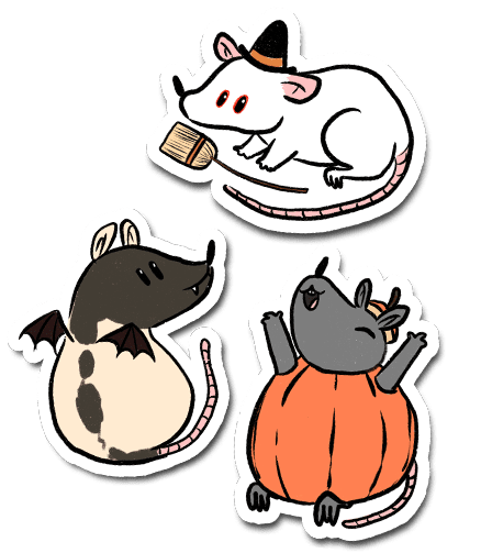 Trick or treat rat trio sticker set lee strawberry clipart clip art