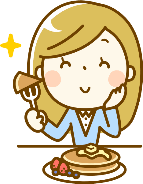 Woman eating pancakes pancake clipart background