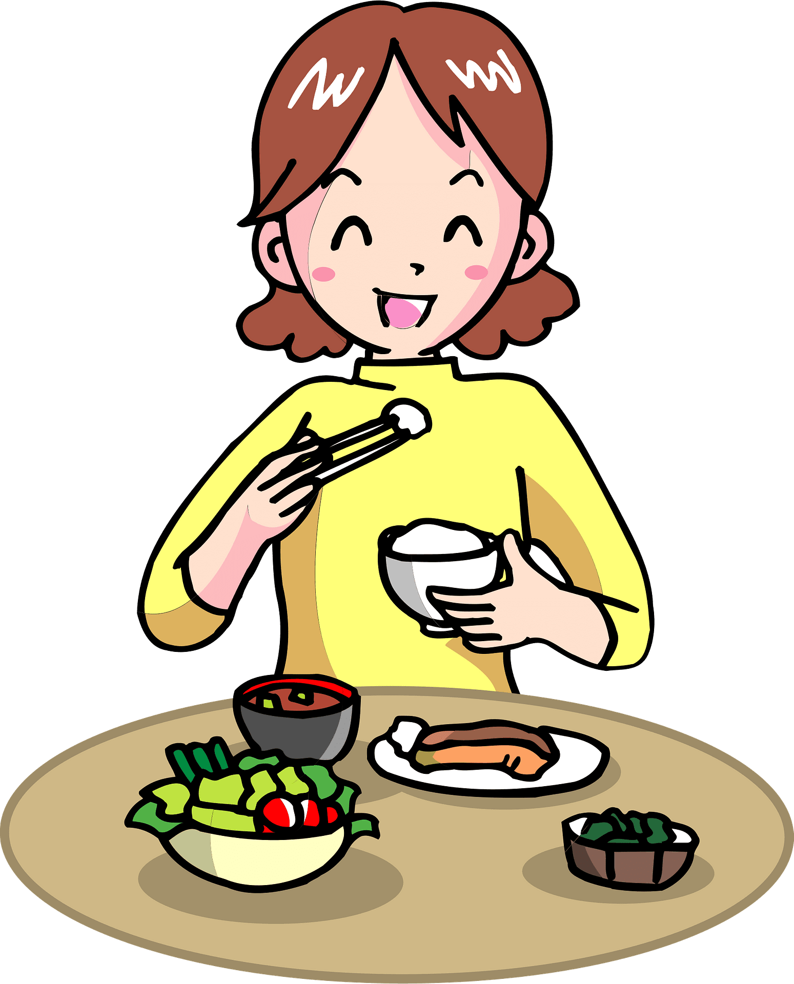 Woman is eating meal clipart image